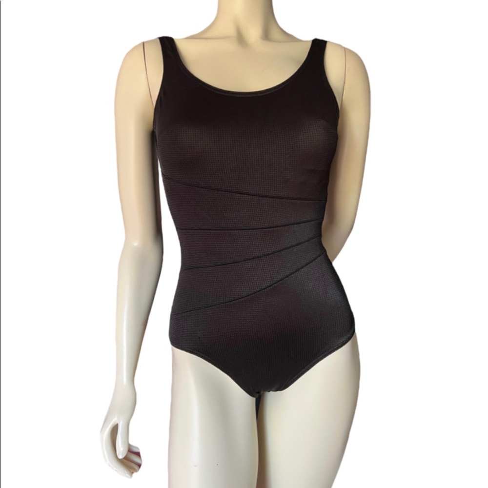 Body I.D Women's  Size 8 | Black W/Black Trim One Piece Bathing Suit